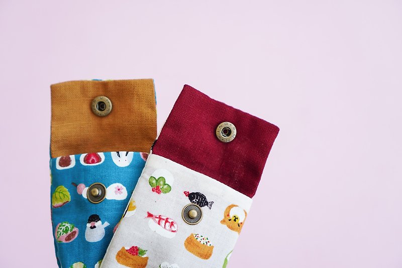 Popular New Year Gift Cutlery Bag Japanese Small Animals - ช้อนส้อม - ผ้าฝ้าย/ผ้าลินิน สีน้ำเงิน