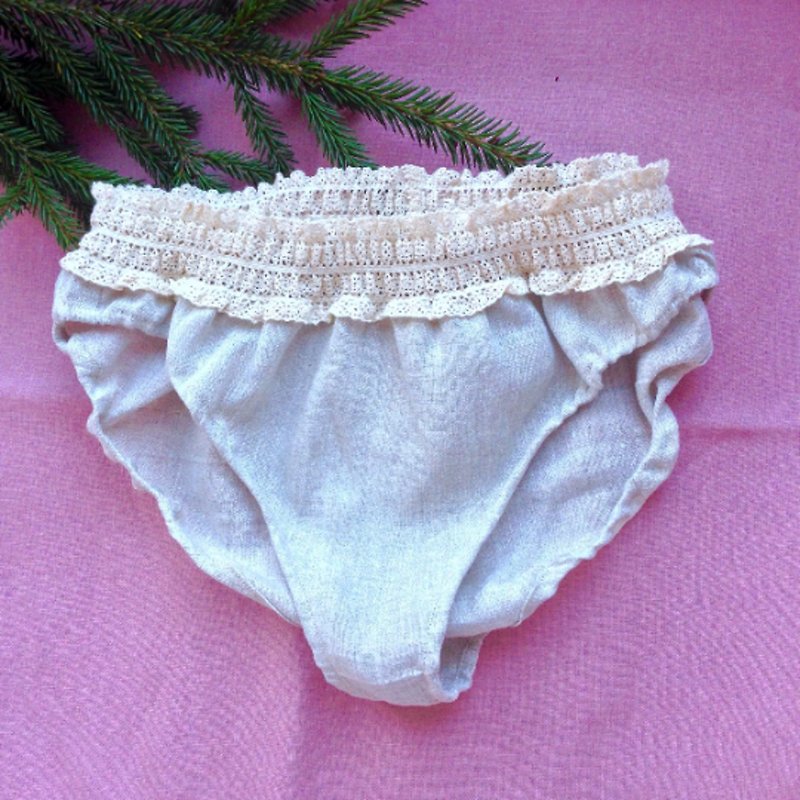 Linen panties, Lacy panties, Organic underwear, Lace lingerie - Women's Underwear - Linen Khaki