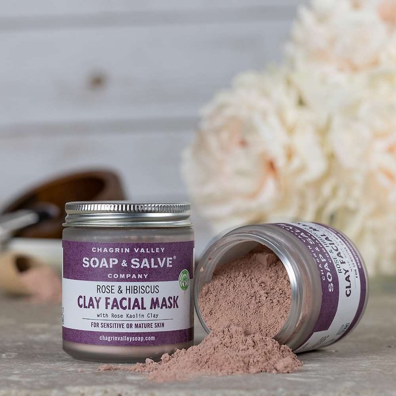ROSE & HIBISCUS CLAY FACE MASK 4oz - Face Masks - Essential Oils Purple