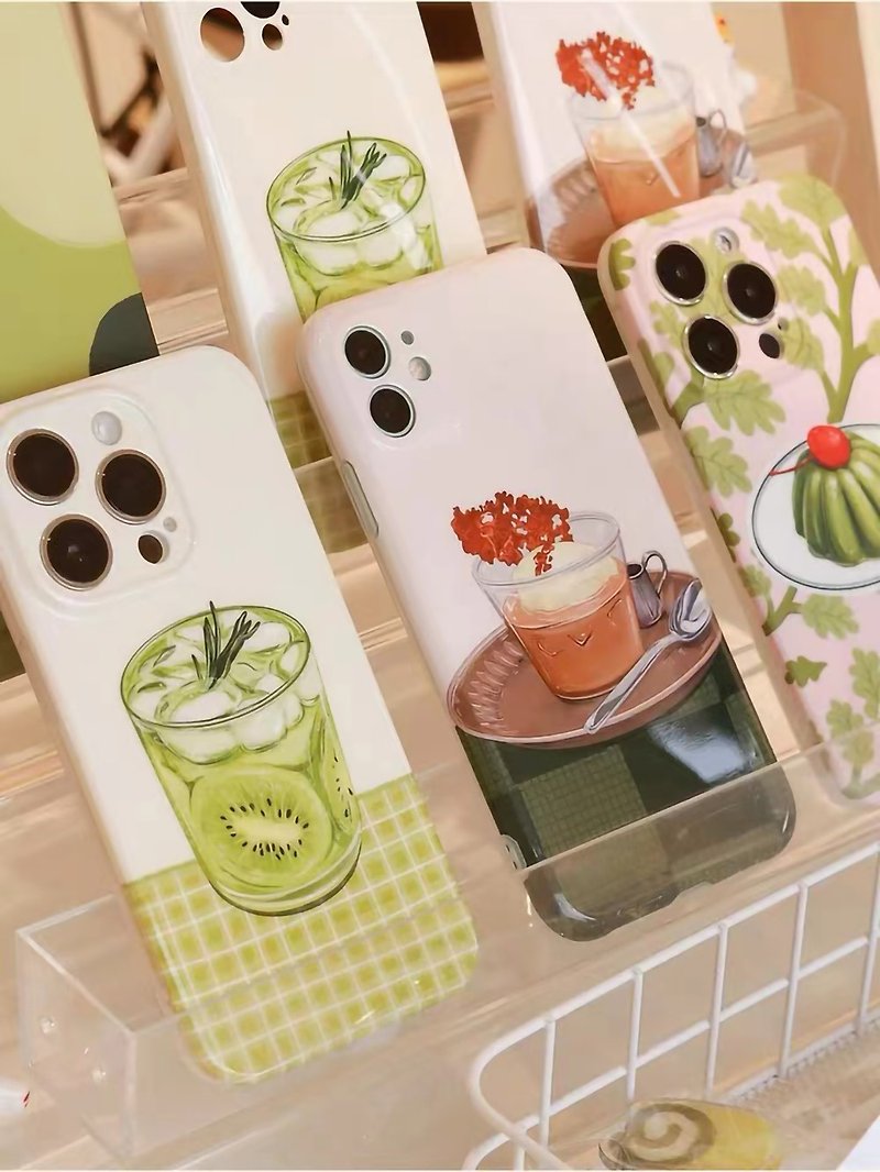 Plastic Phone Cases - Matcha dessert illustration iphone soft shell mobile phone case