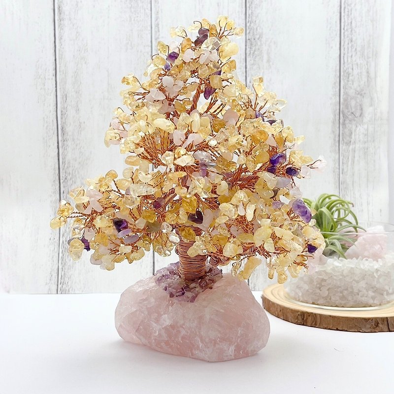 黃水晶樹(粉晶原礦底) - 裝飾/擺設  - 水晶 