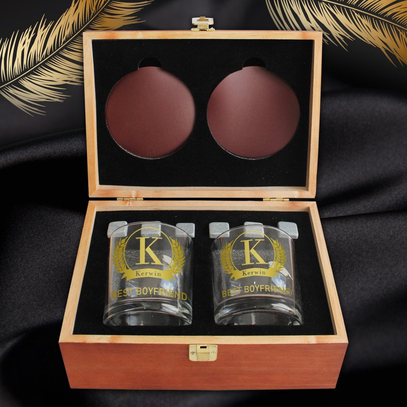 紀念日禮物|訂製雕刻冰酒石套裝 送男友禮物 雕刻 - 酒杯/酒器 - 玻璃 