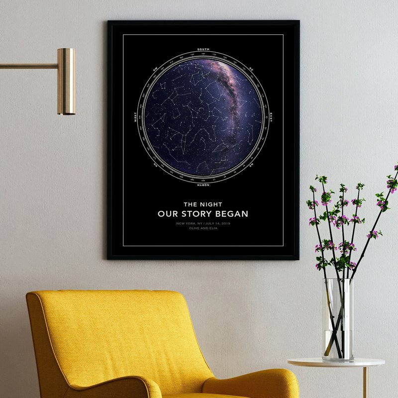 客製化 我們的星空 紀念日 生日 指定日子的星圖 結婚週年禮物 - 海報/掛畫/掛布 - 紙 藍色