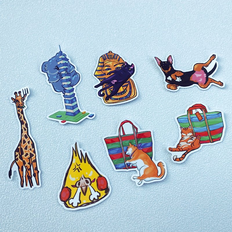 Animal waterproof stickers (7 pieces) - Stickers - Waterproof Material 