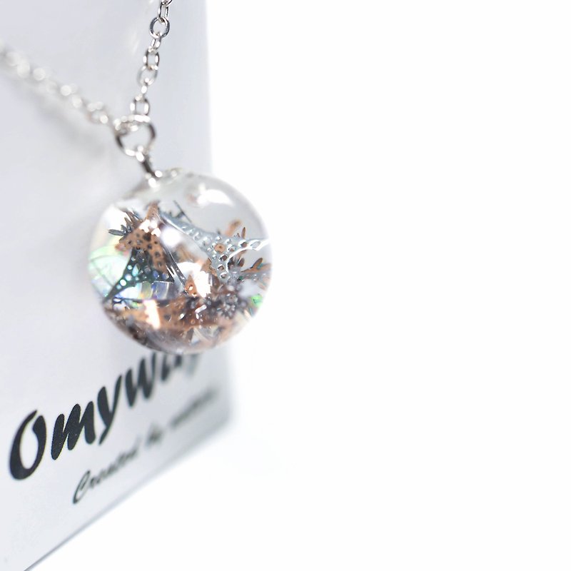 OMYWAY Handmade Water Star Necklace - Glass Globe Necklace - สร้อยติดคอ - แก้ว ขาว