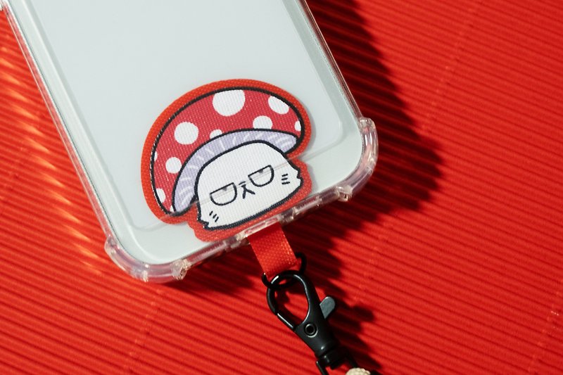 蘑菇貓手機夾片連6mm掛繩 十三色入 Phone Strap - 手機配件 - 其他材質 紅色