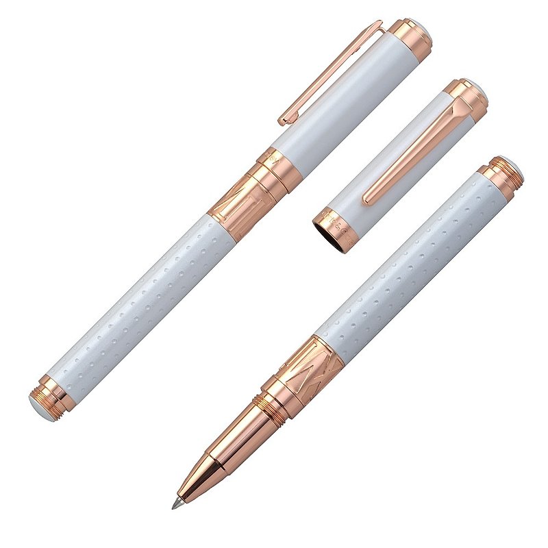 [Chris&Carey] Toki Time Series (Gifts) / Dot + Plain Pearl White Ballpoint Pen - ไส้ปากกาโรลเลอร์บอล - โลหะ ขาว