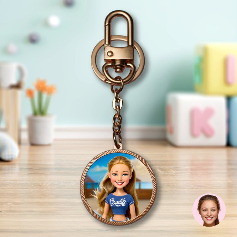 OneMe AI-generated Caricature Metal Key Holder(Free Artwork) - Charms - Other Metals 