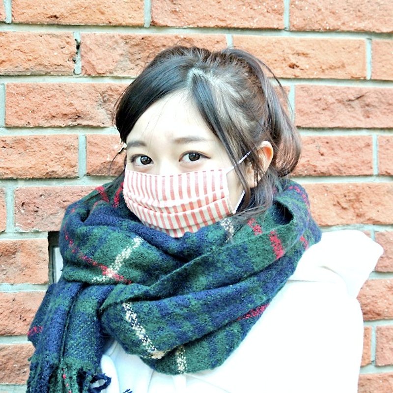 TEMARIYA | handmade mask Stripe Red | Material good Japanese cloth - Face Masks - Cotton & Hemp Red