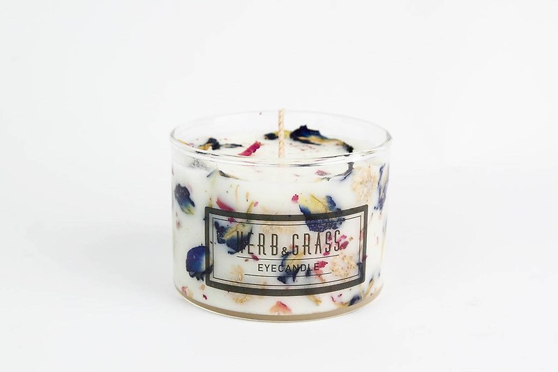 Herbal scented candle 220ml - butterfly bean flower and chrysanthemum - Candles & Candle Holders - Wax 