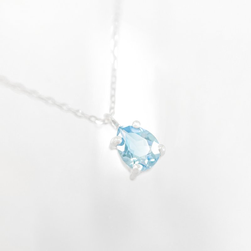 / Tears / Pear-Shaped Blue Topaz 925 Sterling Silver Necklace - สร้อยคอ - คริสตัล สีน้ำเงิน