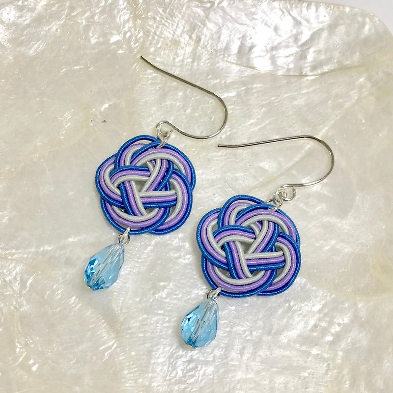 Japanese Mizuhiki earring - ต่างหู - กระดาษ สีน้ำเงิน