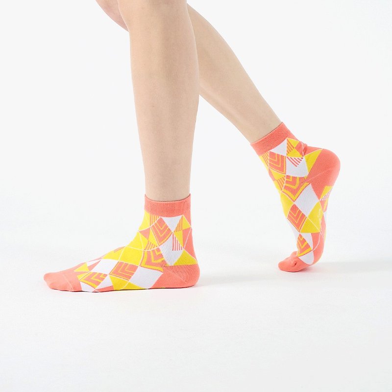 Tile/Orange (M)-MIT Design Socks - Socks - Cotton & Hemp Orange