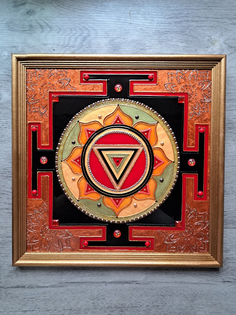 Kali Yantra吠陀占星术Jyotish Mandala Meditation Vastu Tantra - 壁貼/牆壁裝飾 - 玻璃 紅色
