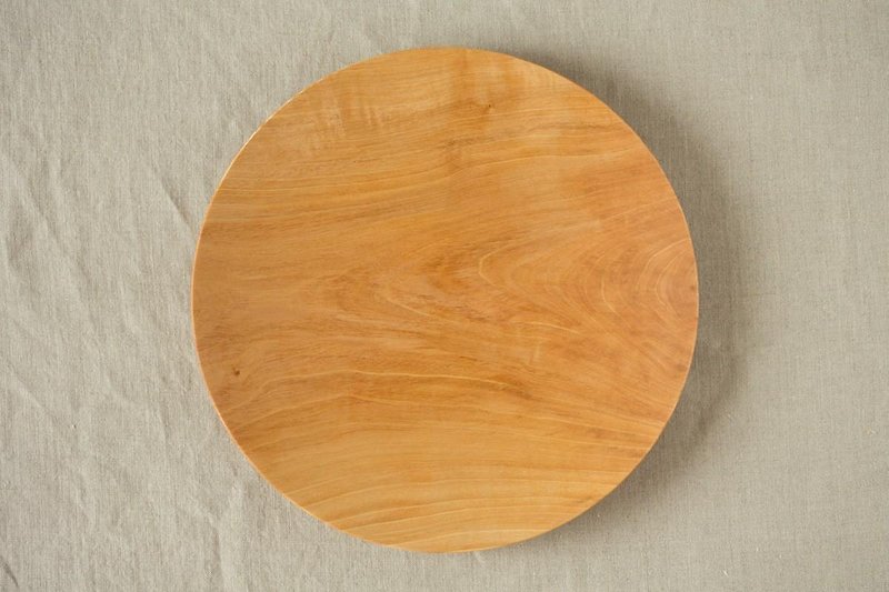 ろくろ挽きの木皿　栃（とち）の木　24cm　15 - 碟子/醬料碟 - 木頭 卡其色