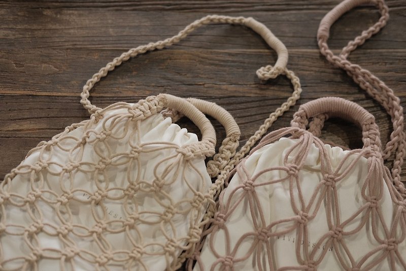 棉．麻 側背包/斜孭袋 多色 - 鏤空窗花編織包 客製化禮物