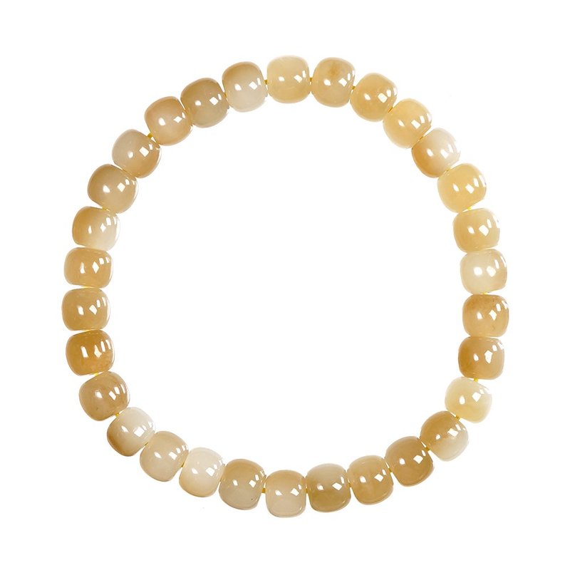 【正佳珠寶】和田玉 頂級且末糖白料 15g 蘋果老型珠 和田玉手珠 - 手鍊/手鐲 - 半寶石 多色