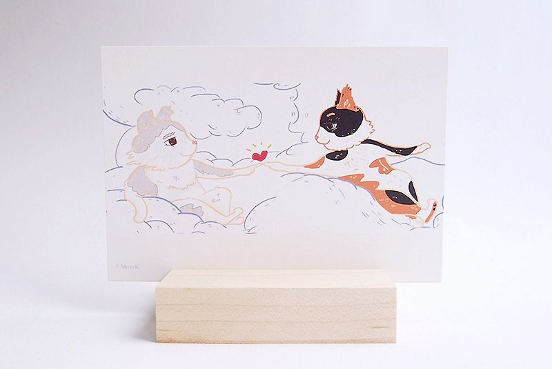 Cat Illustration Postcard - Fingers Collision - Create Adam Cats Edition - การ์ด/โปสการ์ด - กระดาษ ขาว