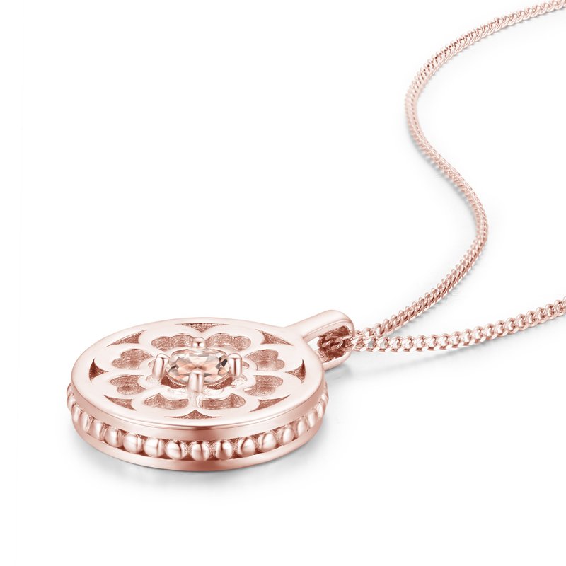 Morganite coin necklace pendant-Personalized customized necklace-Medallion - สร้อยคอ - เงินแท้ สึชมพู