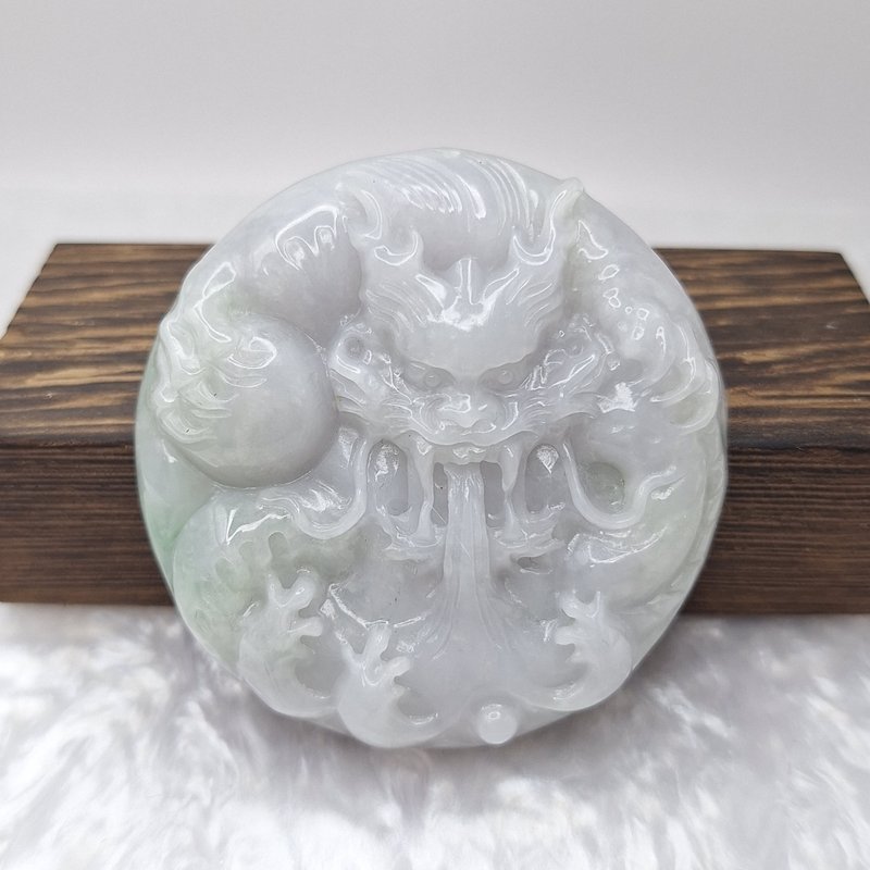 緬料鐲心紫羅蘭飄花龍牌 牌件 | 天然緬甸玉A貨翡翠 - 項鍊 - 玉石 