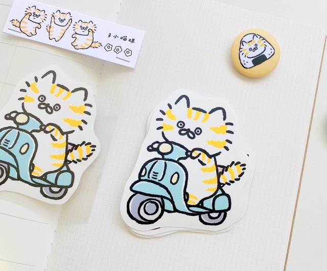 Waterproof stickers/3 small cats single large stickers - cats honey - Shop  3-little-cat Stickers - Pinkoi