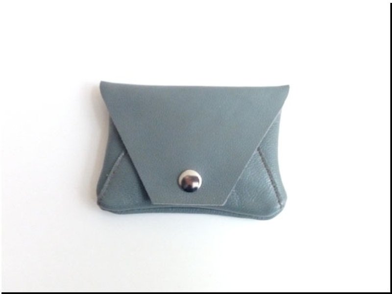 Sewn leather ..... envelope card holder. Credit card holder. Coin pocket - ID & Badge Holders - Genuine Leather Gray