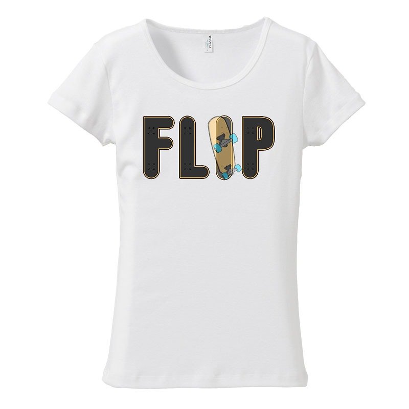 [Women's T-shirt] FLIP - เสื้อยืดผู้หญิง - ผ้าฝ้าย/ผ้าลินิน ขาว