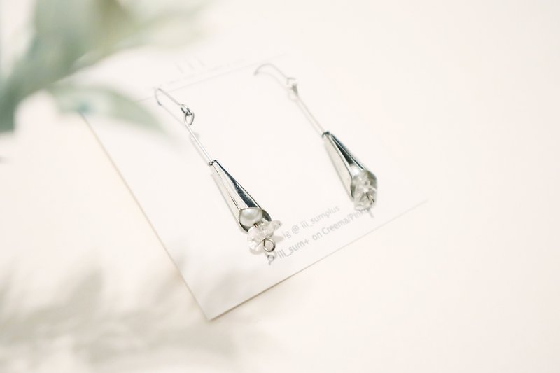 Overturned Cone Ice Cream Stainless Steel Ear Hook/ Clip-On - ต่างหู - เงิน สีใส