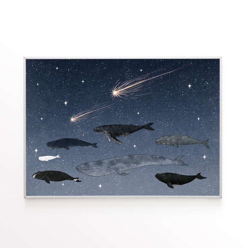 ポスター (A3/A4) - 大人になったら、誰もが家を出て、広大な人混みの中を泳ぐ - ポスター・絵 - 紙 ブラック