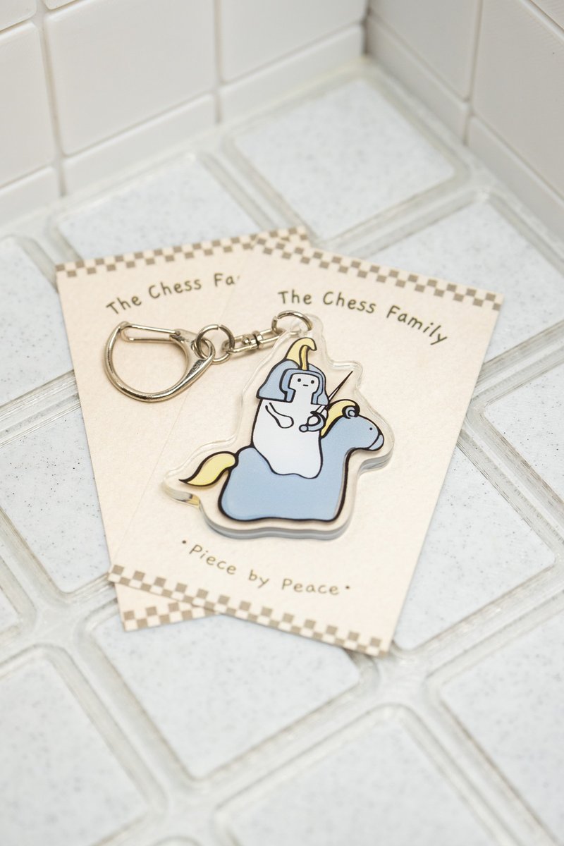 【The Chess Family】- Keychain | Knight | Unique Chess Design - Charms - Acrylic Multicolor