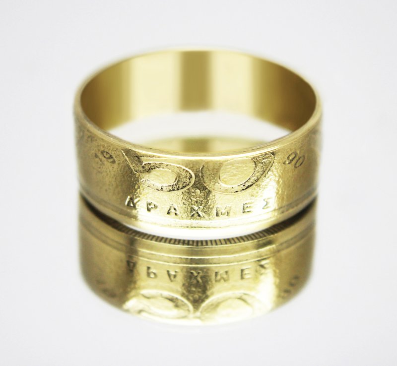 Greece Coin Ring 50 drachmas 1990 coin rings for men coin rings for women - General Rings - Other Metals 