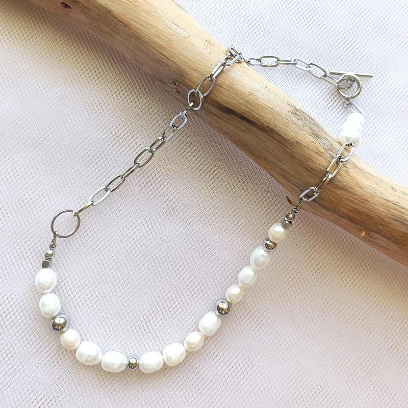 | Pearl Series 002 | Natural stone beaded necklace | - Necklaces - Pearl White