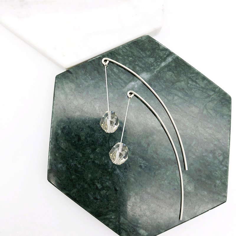 Swarovski Crystal 925 Silver Earrings 【Sparkle Crystal】Valentines Day Earrings - Earrings & Clip-ons - Crystal Silver