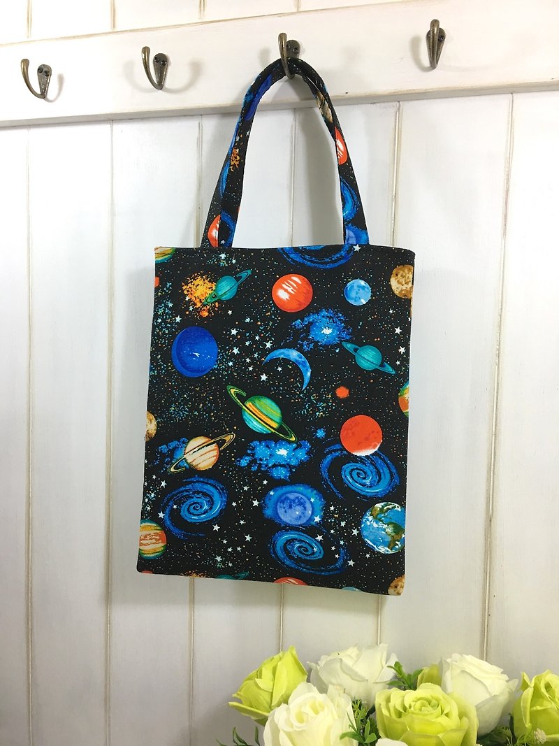 ✎ Fixed shoulder bag/shoulder flat bag I psychedelic planet (small) - กระเป๋าถือ - ผ้าฝ้าย/ผ้าลินิน 