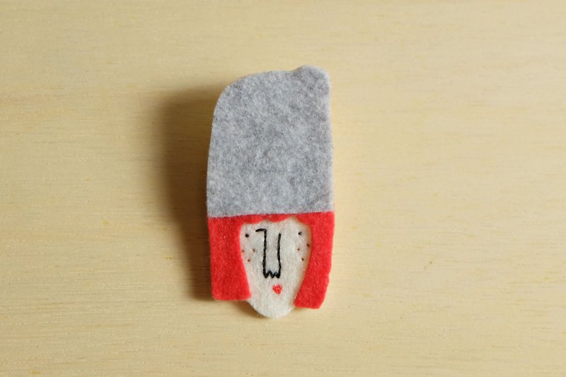 Three thousand root Series / wool cloth brooch (small) - Brooches - Wool Red