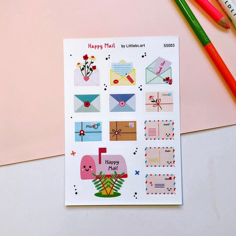 Happy Mail Sticker Sheet SS003 - Stickers - Paper White