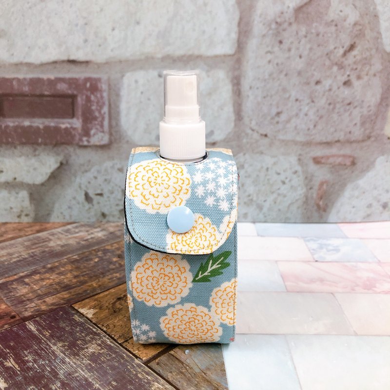 酒精/消毒液收納袋 附100ml 2號瓶 外出必備防疫小物 - 小花 - 居家收納/收納盒/儲物盒 - 棉．麻 藍色