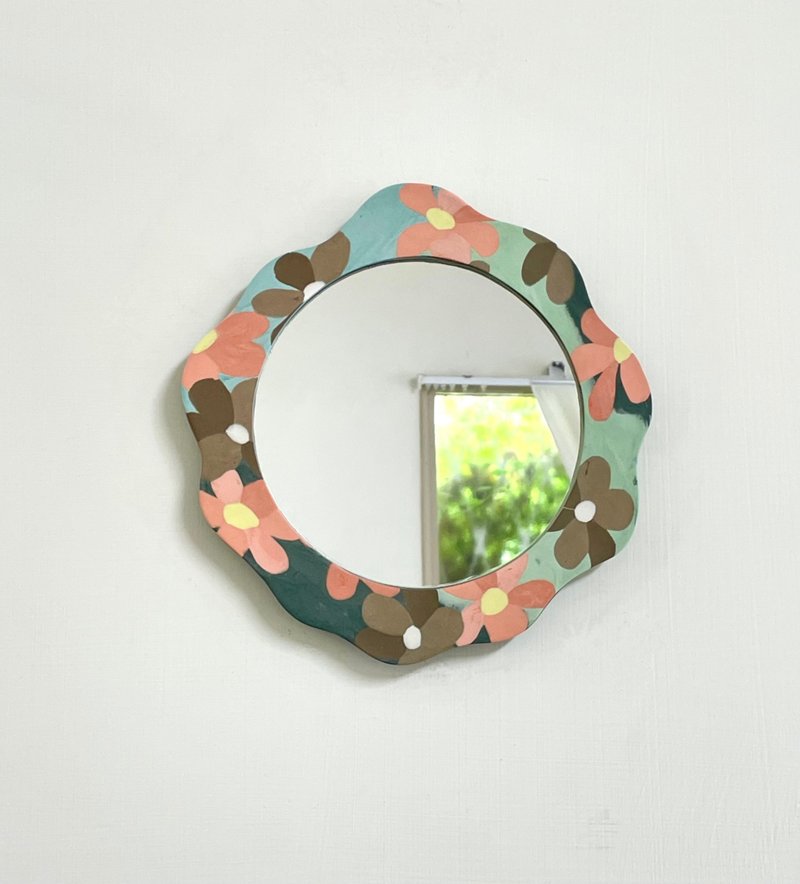 Coffee Flower Nerikomi Mirror - Other Furniture - Porcelain 