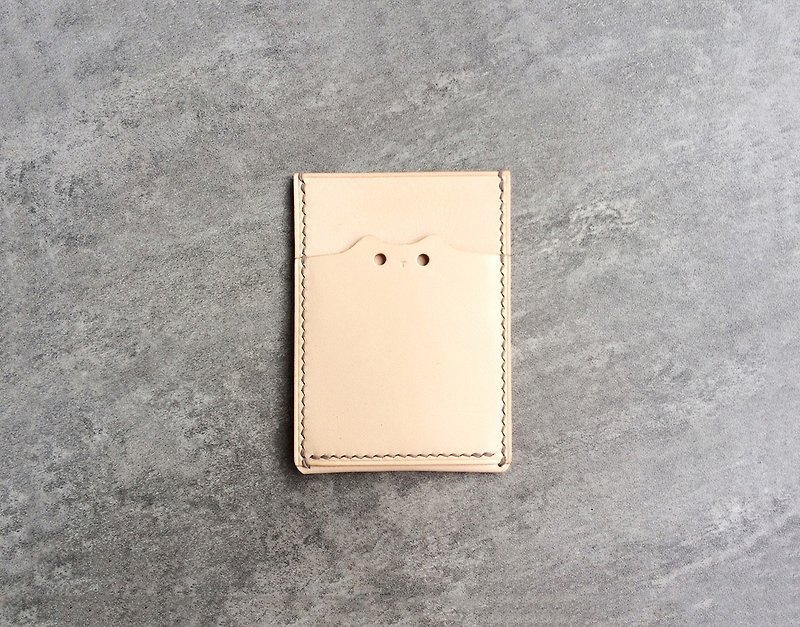 Handmade natural leather pass case / cute cat leather card case / Personalized - ที่ใส่บัตรคล้องคอ - หนังแท้ ขาว