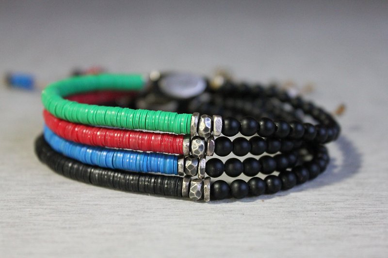 C. Chun Handmade Design Jewelry 4mm Tai Chi Bracelet (Black/Blue/Green/Red) - Bracelets - Gemstone Multicolor