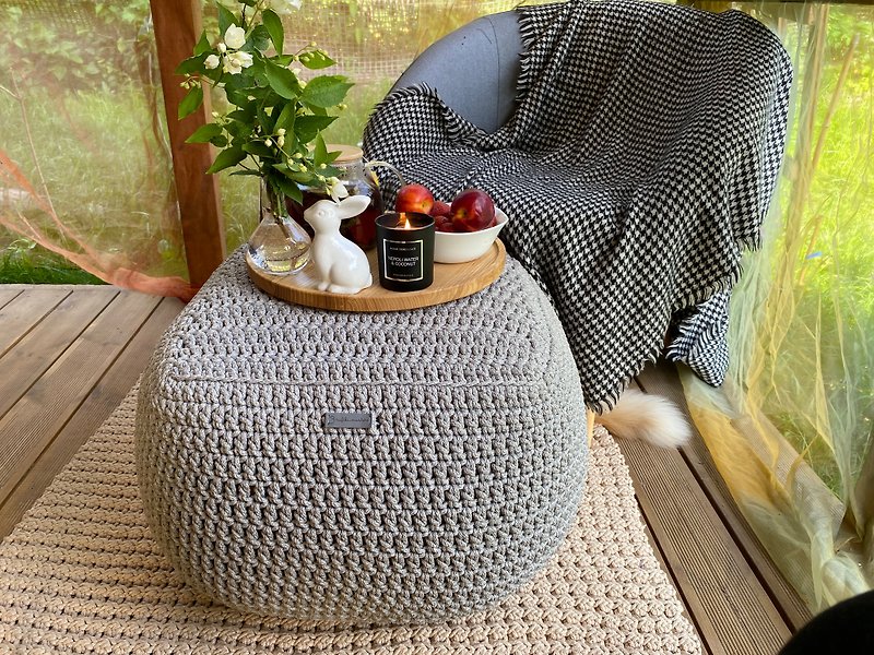 Stylish outdoor ottoman pouf Handmade stuffed patio pouf - Chairs & Sofas - Polyester 