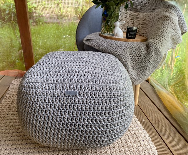 Stylish outdoor ottoman pouf Handmade stuffed patio pouf - Shop