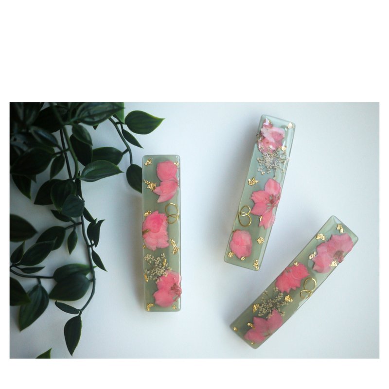 風雅 | 真花髮飾 | 樹脂髮夾 | 彈簧夾 | hair clip - 髮夾/髮圈 - 其他材質 綠色
