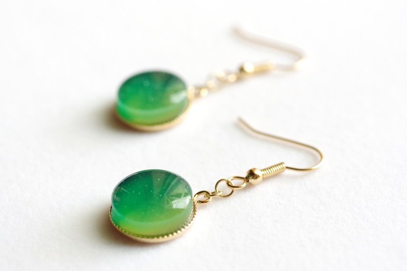 Resin Art Round Earrings - Dusk Afternoon - Earrings & Clip-ons - Resin Green