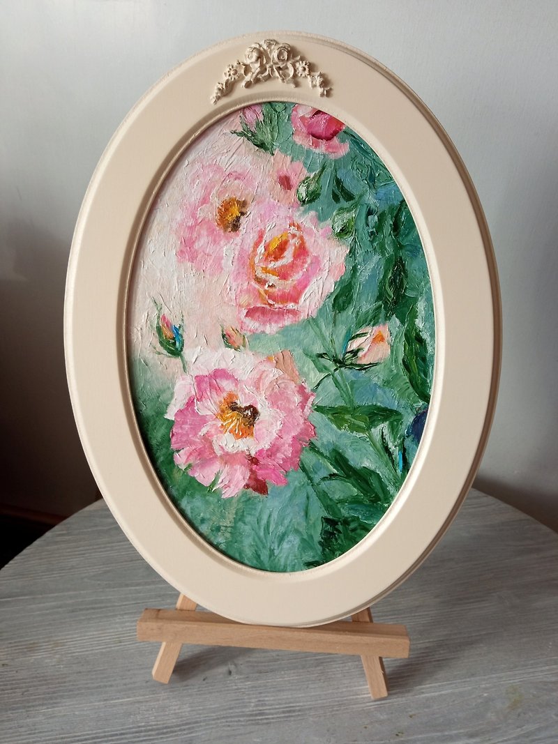 Original oil painting Roses as a gift - ตกแต่งผนัง - วัสดุอื่นๆ 