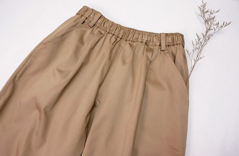 Conical casual wide pants / khaki - กางเกงขายาว - ผ้าฝ้าย/ผ้าลินิน สีกากี
