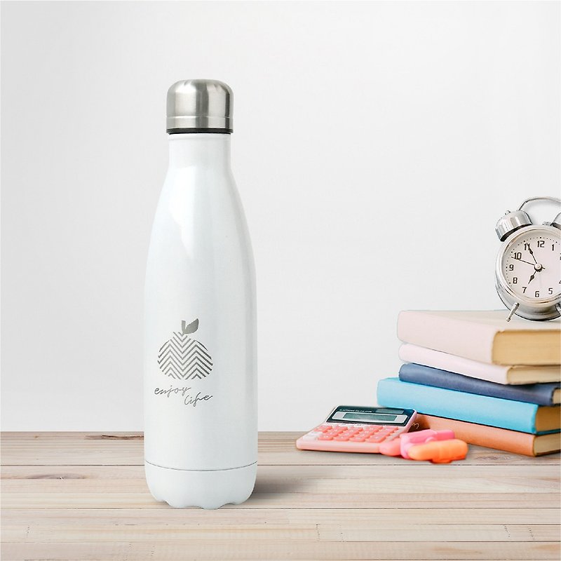 Laser Engraved Stainless Steel Water Bottle,Custom Thermos, Cold Water Bottle - ถ้วย - โลหะ ขาว