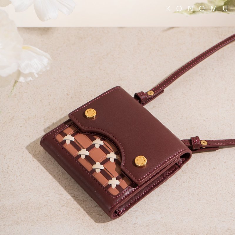 KONOMU || TEPU - RED WINE || Wallet Bag || With Strap - Wallets - Genuine Leather Red