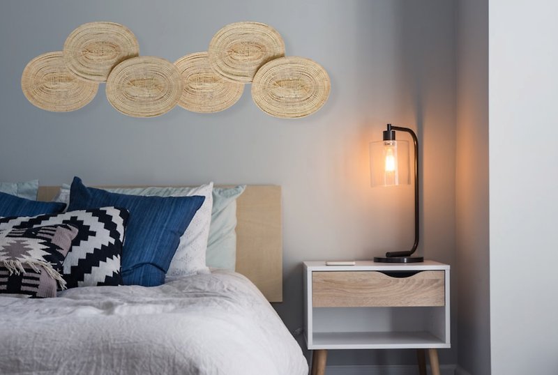 Bedroom Decor-Oval Shaped wall basket-Wall Art-Wall Baskets-Boho Basket - ตกแต่งผนัง - ไม้ 