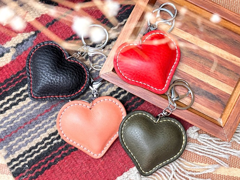 シュリンクレザー ハート キーホルダー 好好縫 レザークラフト DIY 材料キット チャーム キーリング プレゼント - 革細工 - 革 多色